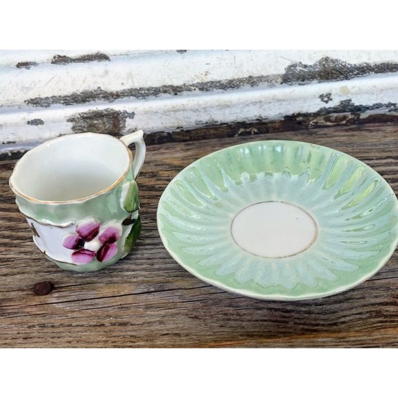 Antique German Porcelain Forget me not Demitasse Cup and Saucer - Picture 5 of 10